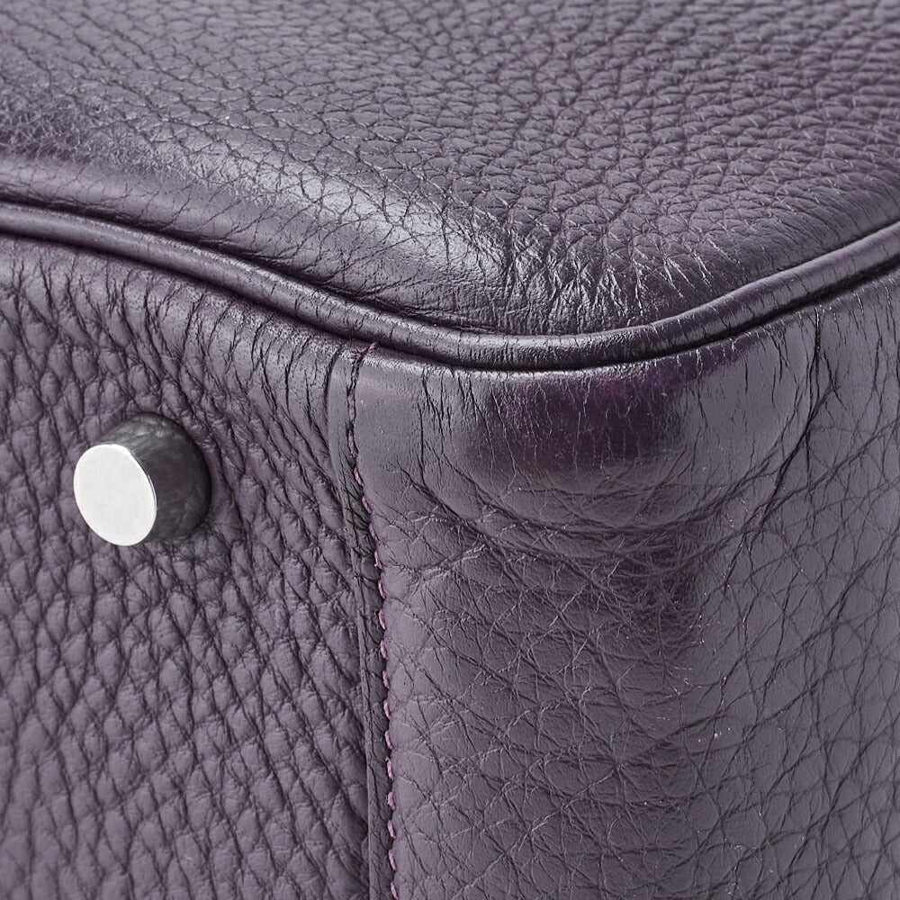 HERMES Lindy 30 2WAY Shoulder Bag Tryon Clemence Raisin Gold-Tone Hardware Pre-Owned - Vintage La Charme