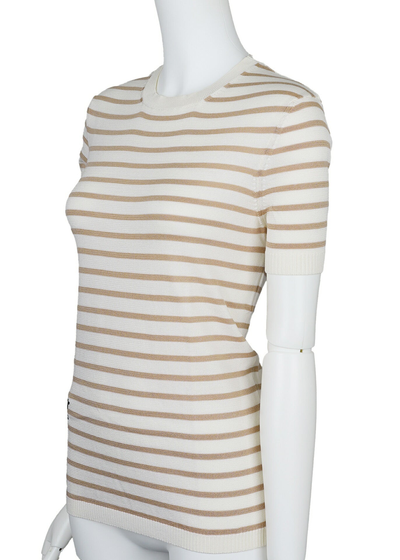 Dior T-Shirt Cut-and-Sew Short Sleeve Top, Silk, Ivory, Gold-Tone Hardware, Pre-Owned - Vintage La Charme