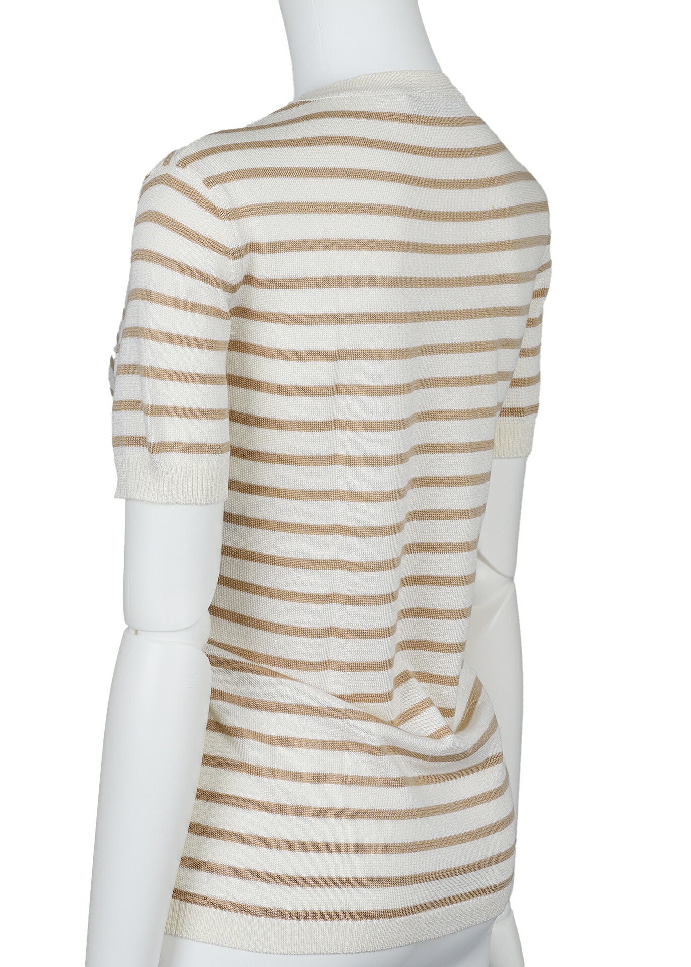 Dior T-Shirt Cut-and-Sew Short Sleeve Top, Silk, Ivory, Gold-Tone Hardware, Pre-Owned - Vintage La Charme