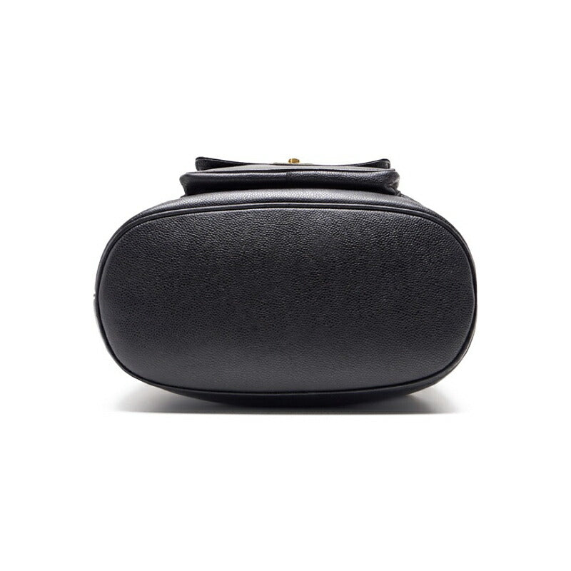 CHANEL Chain Backpack Bag, Outside Flap with Ball Charm, Drawstring, Caviar Skin, Black, Gold-Tone Hardware, Pre-Owned - Vintage La Charme