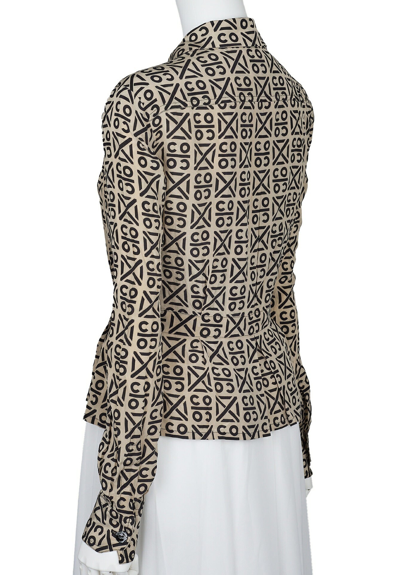 CHANEL Blouse Shirt, Coco Mark Logo Button, Silk, Beige, Gold-Tone Hardware, Pre-Owned - Vintage La Charme