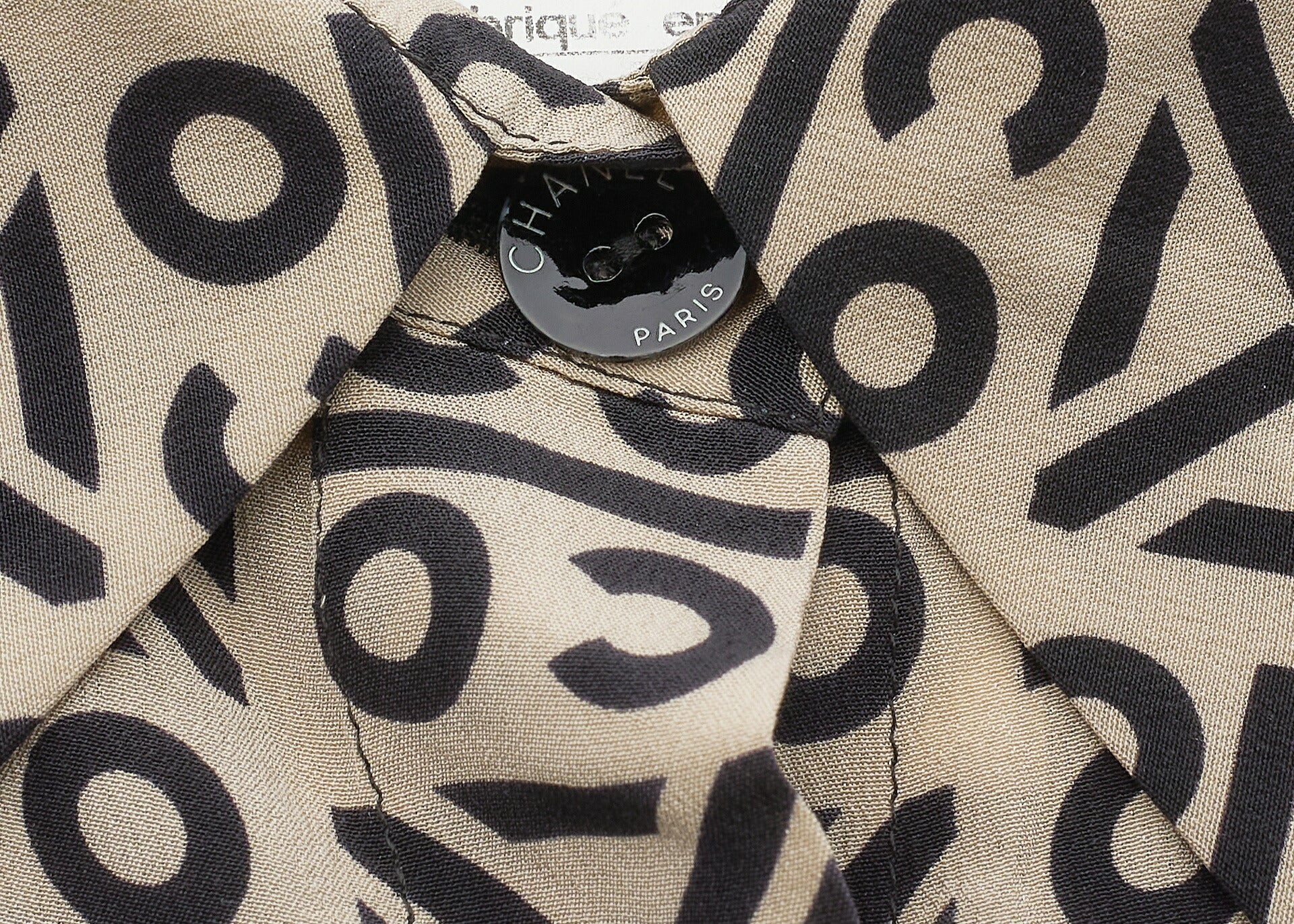 CHANEL Blouse Shirt, Coco Mark Logo Button, Silk, Beige, Gold-Tone Hardware, Pre-Owned - Vintage La Charme