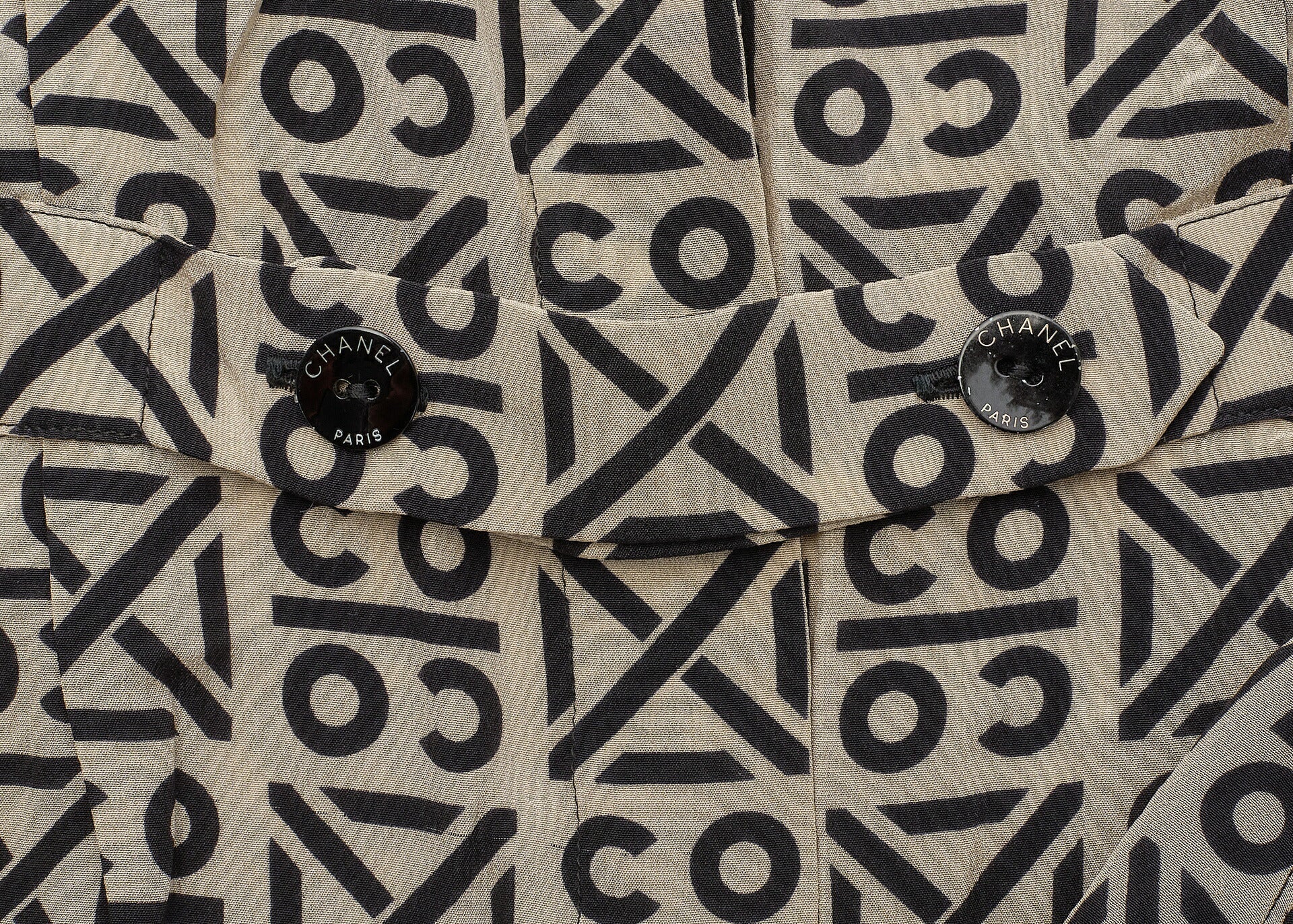 CHANEL Blouse Shirt, Coco Mark Logo Button, Silk, Beige, Gold-Tone Hardware, Pre-Owned - Vintage La Charme