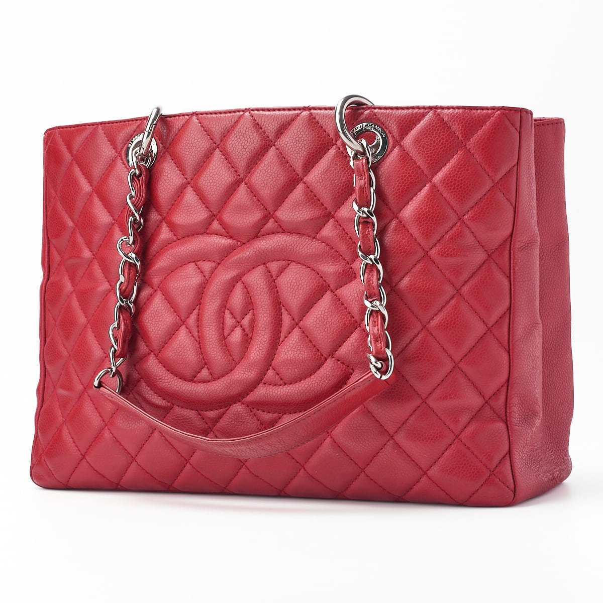CHANEL Shoulder Bag, Matelasse GST Coco Mark, Caviar Skin, Red, Silver-Tone Hardware, Pre-Owned - Vintage La Charme