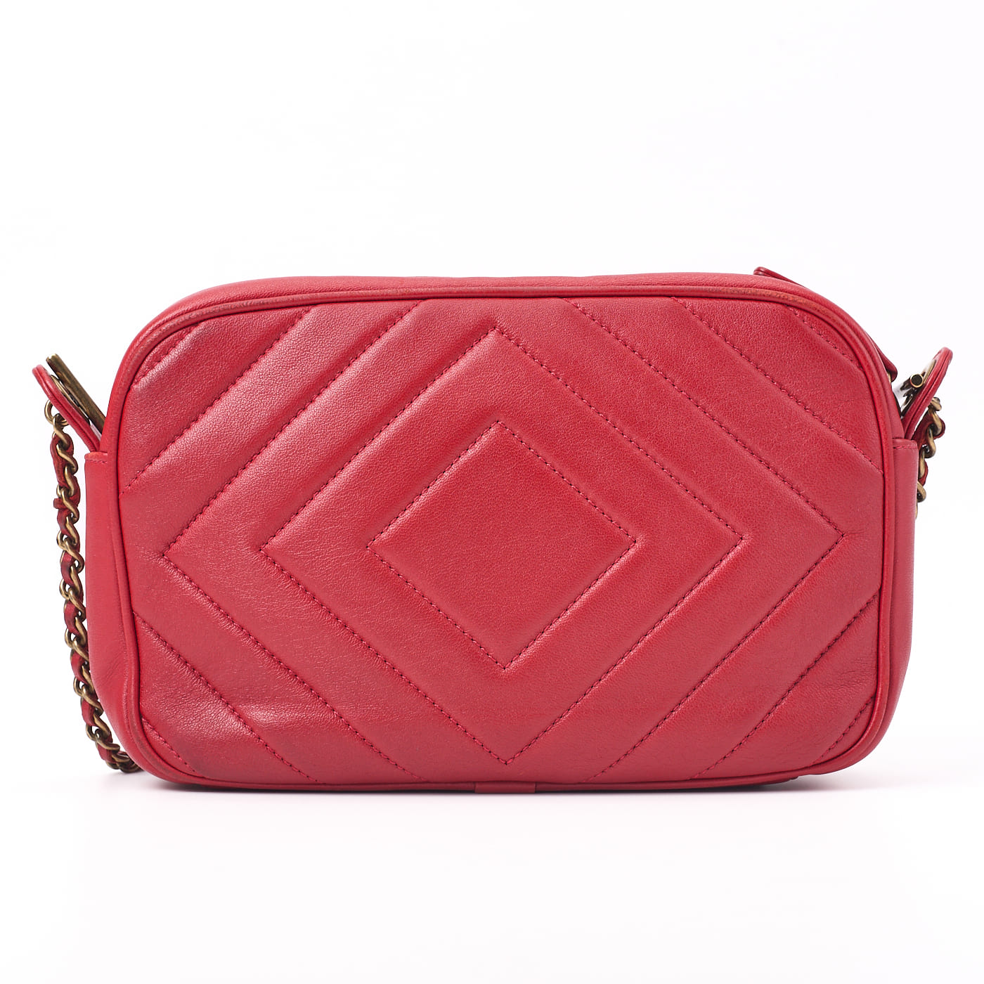 CHANEL Shoulder Bag, Diamond Stitch Coco Mark, Lambskin, Red, Gold-Tone Hardware, Pre-Owned - Vintage La Charme