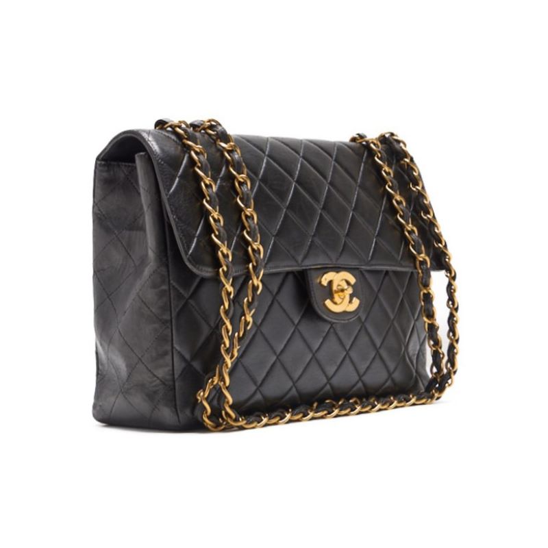 CHANEL Shoulder Bag, Deca Matelasse Turn Lock, Lambskin, Black, Gold-Tone Hardware, Pre-Owned - Vintage La Charme