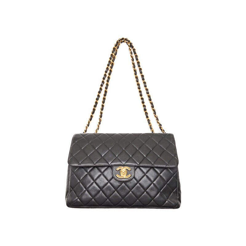 CHANEL Shoulder Bag, Deca Matelasse Turn Lock, Lambskin, Black, Gold-Tone Hardware, Pre-Owned - Vintage La Charme