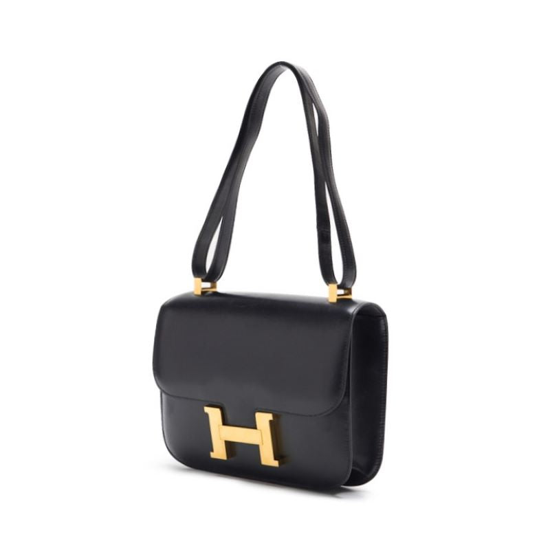 HERMES Constance 23 Shoulder Bag, Mini Shoulder Bag, Box Calf, Black, Gold-Tone Hardware, Pre-Owned - Vintage La Charme