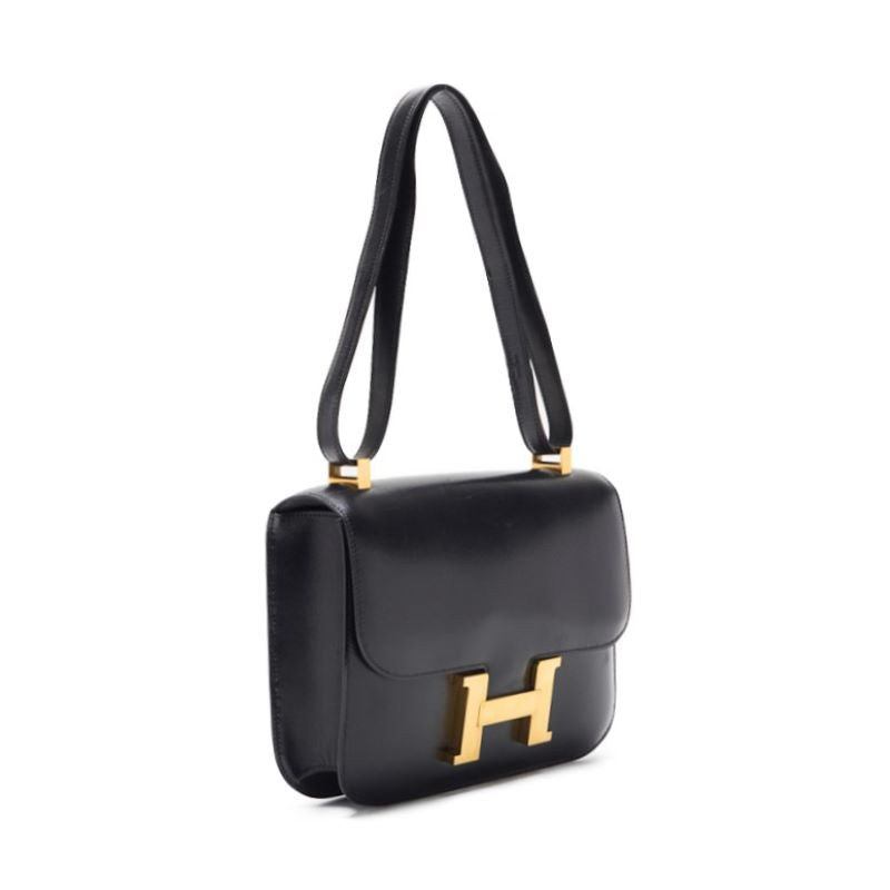 HERMES Constance 23 Shoulder Bag, Mini Shoulder Bag, Box Calf, Black, Gold-Tone Hardware, Pre-Owned - Vintage La Charme