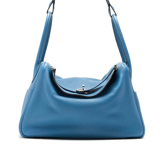 HERMES Lindy 34 Shoulder Bag, Tryon Clemence, Blue Jean, Silver-Tone Hardware, Pre-Owned - Vintage La Charme