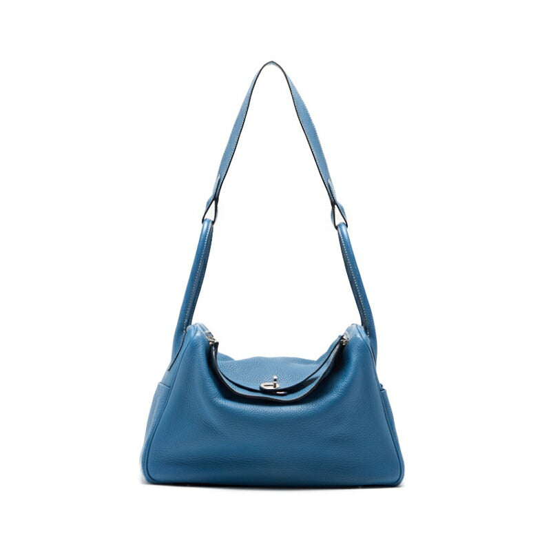 HERMES Lindy 34 Shoulder Bag, Tryon Clemence, Blue Jean, Silver-Tone Hardware, Pre-Owned - Vintage La Charme