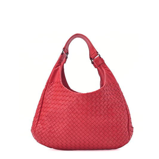 Bottega Veneta Shoulder Tote Bag Intrecciato Lambskin Red Gold-Tone Hardware Pre-Owned