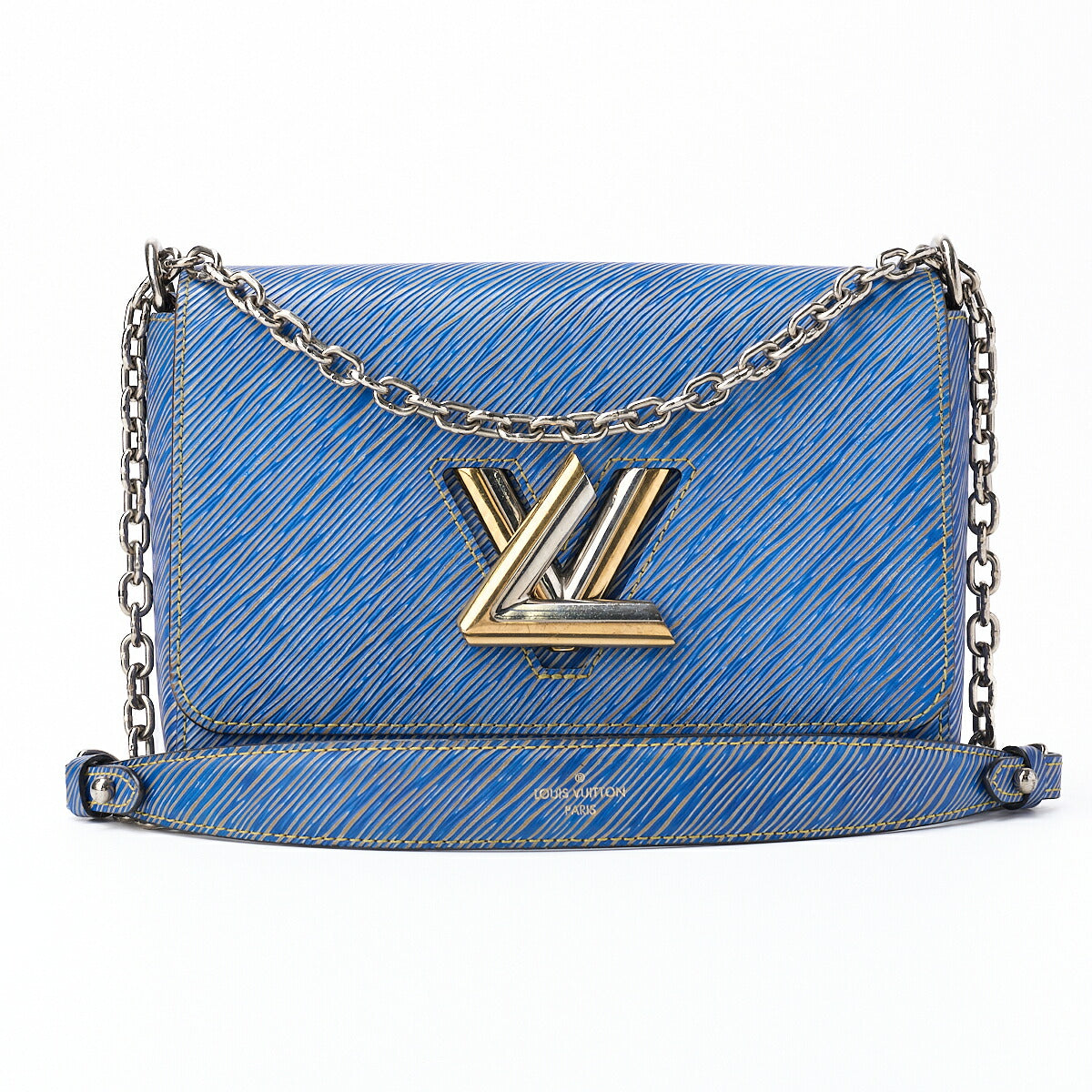 Louis Vuitton Shoulder Bag, Epi Twist MM, Chain Shoulder, Epi Leather, Denim Light, Silver-Tone Hardware, Pre-Owned - Vintage La Charme