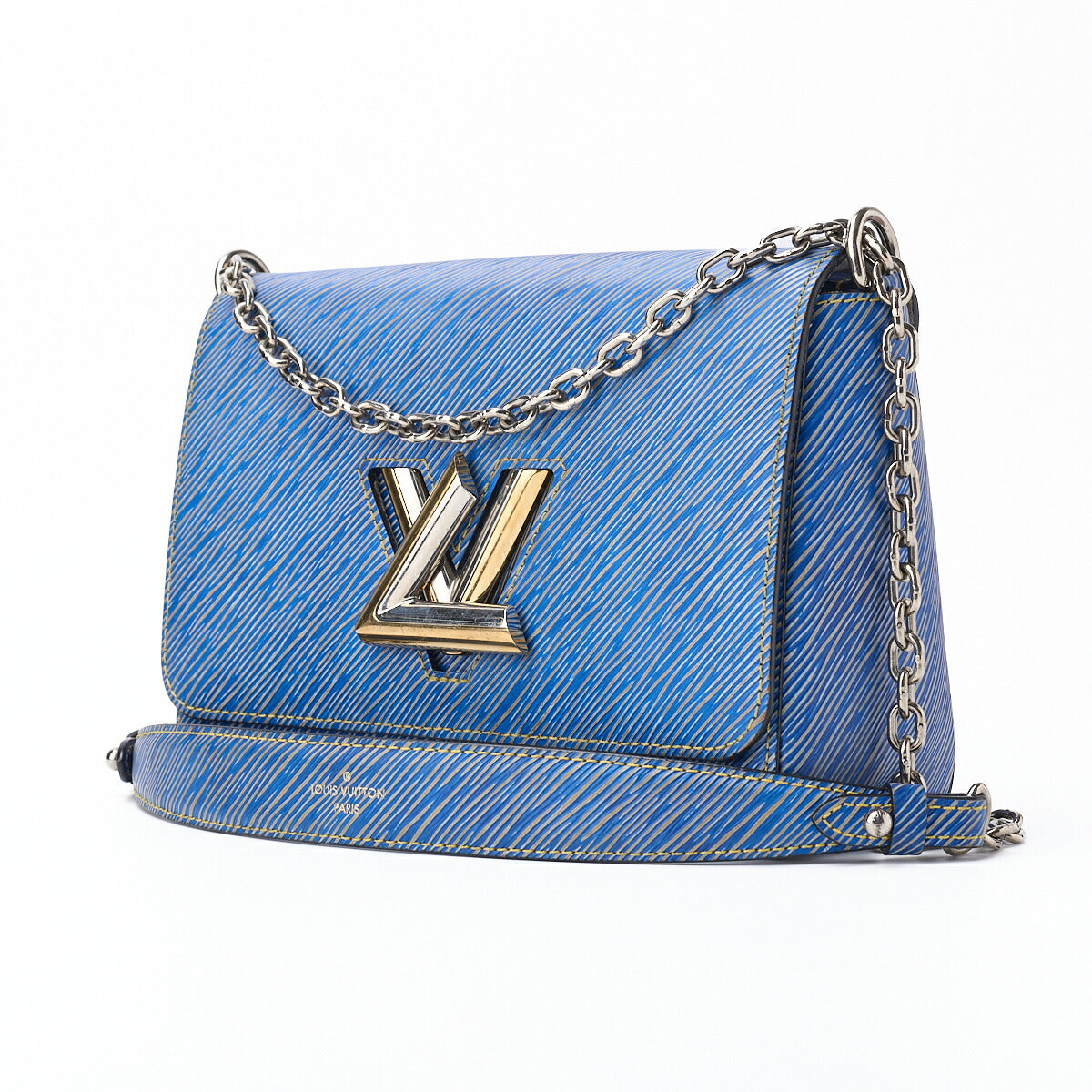 Louis Vuitton Shoulder Bag, Epi Twist MM, Chain Shoulder, Epi Leather, Denim Light, Silver-Tone Hardware, Pre-Owned - Vintage La Charme