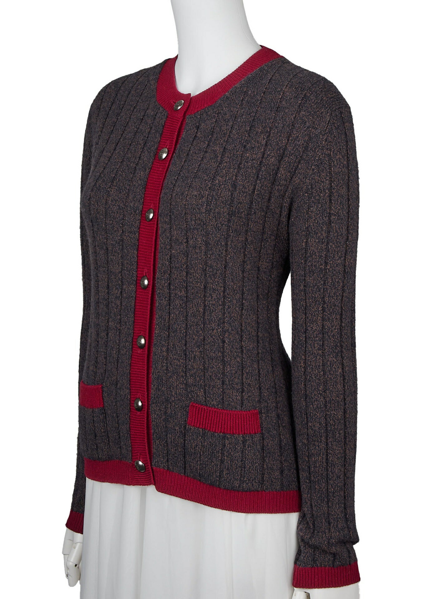 CHANEL Cardigan Knit, Coco Button, Cashmere, Multicolor, Gold-Tone Hardware, Pre-Owned - Vintage La Charme