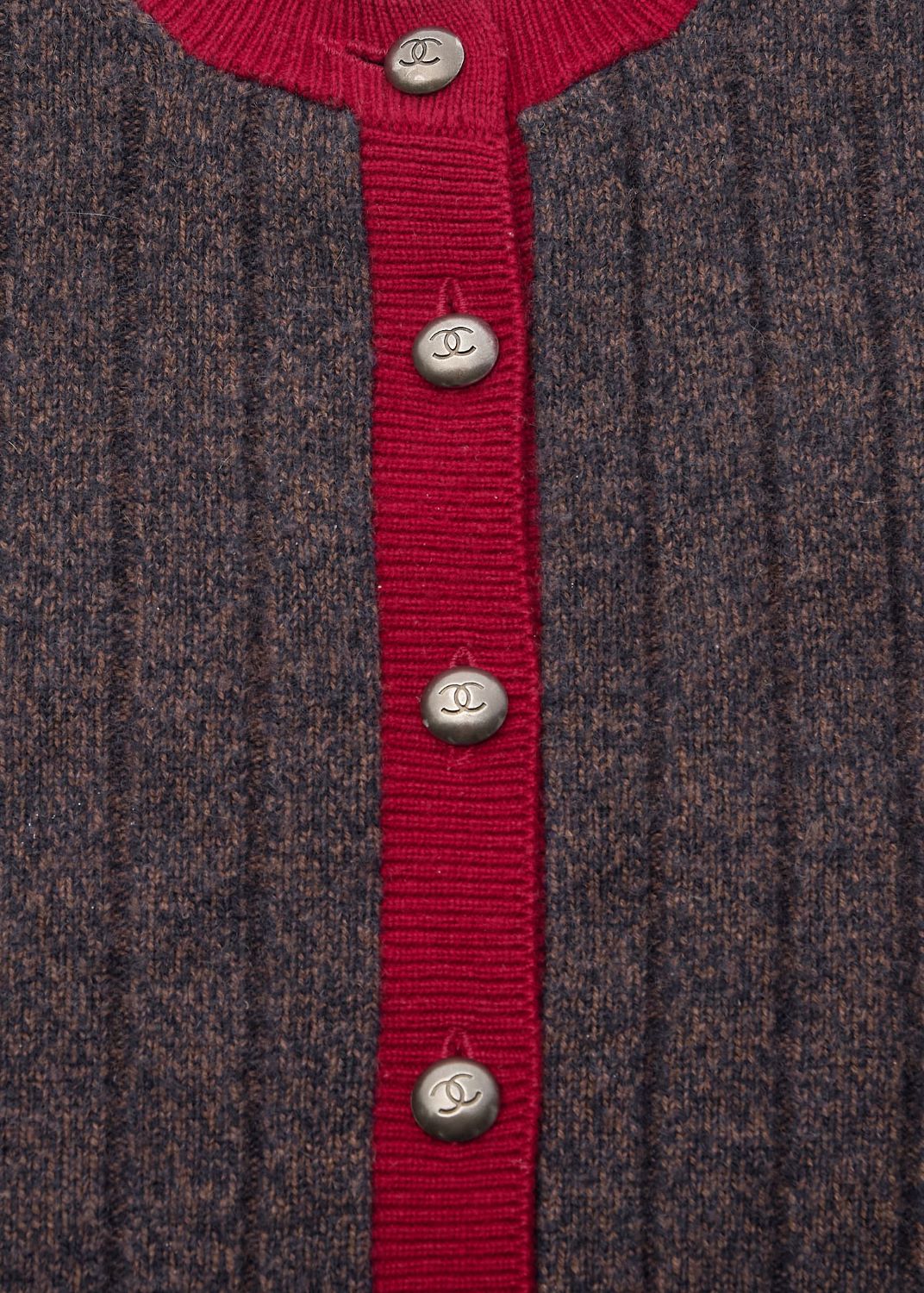 CHANEL Cardigan Knit, Coco Button, Cashmere, Multicolor, Gold-Tone Hardware, Pre-Owned - Vintage La Charme