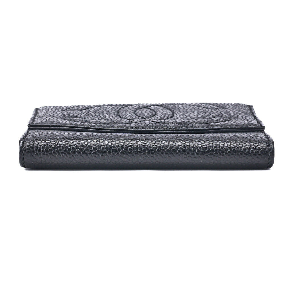 CHANEL Bi-Fold Wallet Coco Mark Caviar Skin Black Gold-Tone Hardware Pre-Owned - Vintage La Charme