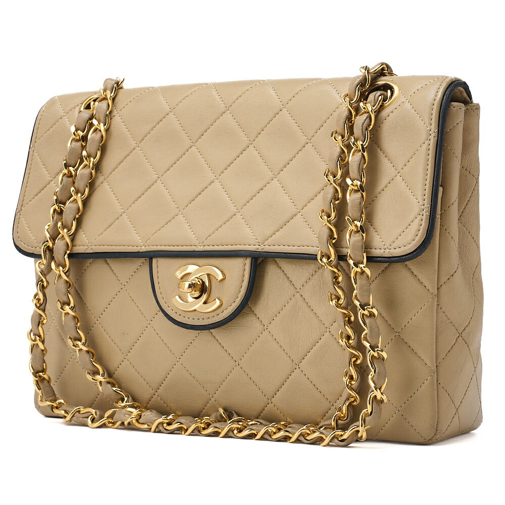 CHANEL Shoulder Bag, Matelasse Turn Lock, Lambskin, Beige, Gold-Tone Hardware, Pre-Owned - Vintage La Charme
