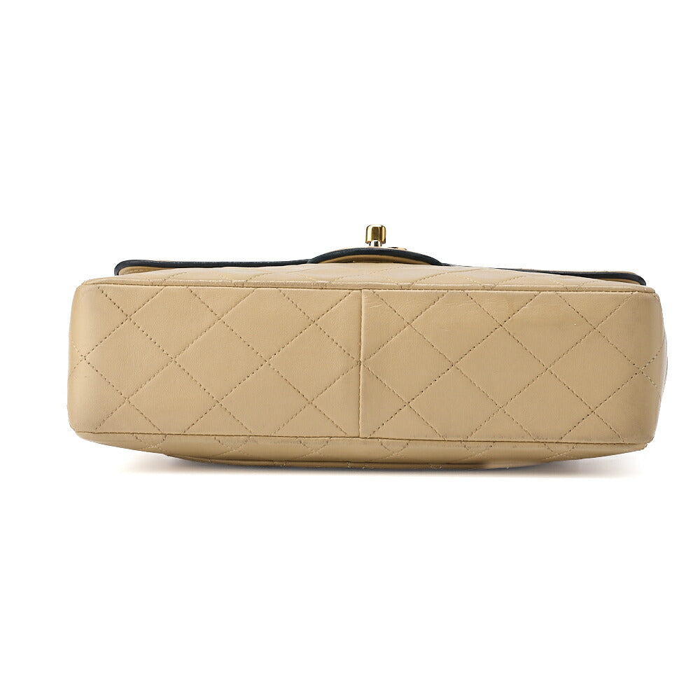 CHANEL Shoulder Bag, Matelasse Turn Lock, Lambskin, Beige, Gold-Tone Hardware, Pre-Owned - Vintage La Charme