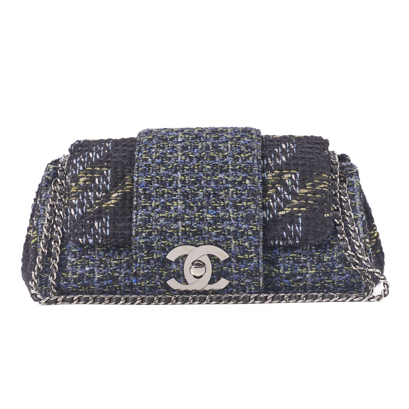 CHANEL Shoulder Bag, Coco Turn Lock, Tweed, Multicolor, Silver-Tone Hardware, Pre-Owned - Vintage La Charme