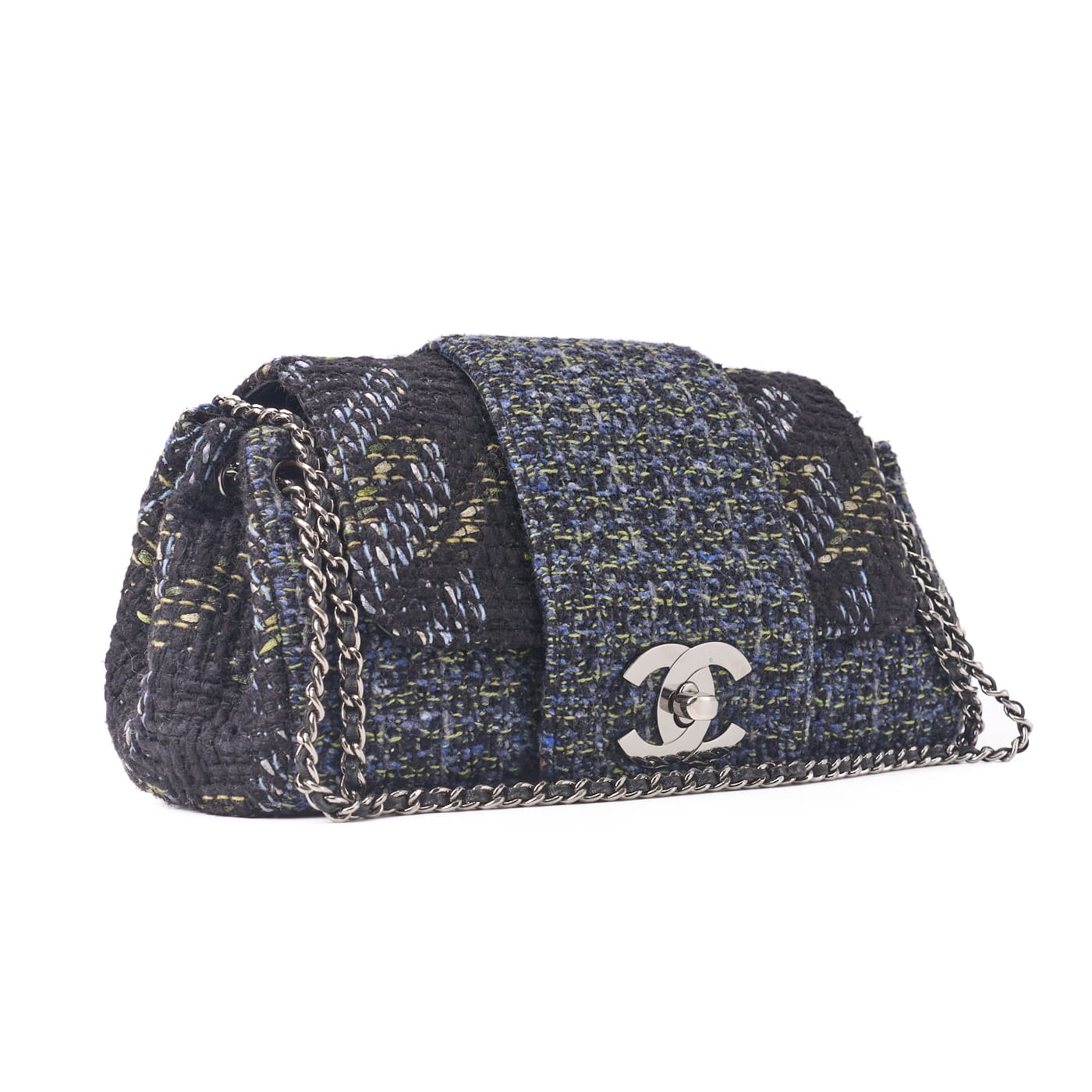 CHANEL Shoulder Bag, Coco Turn Lock, Tweed, Multicolor, Silver-Tone Hardware, Pre-Owned - Vintage La Charme