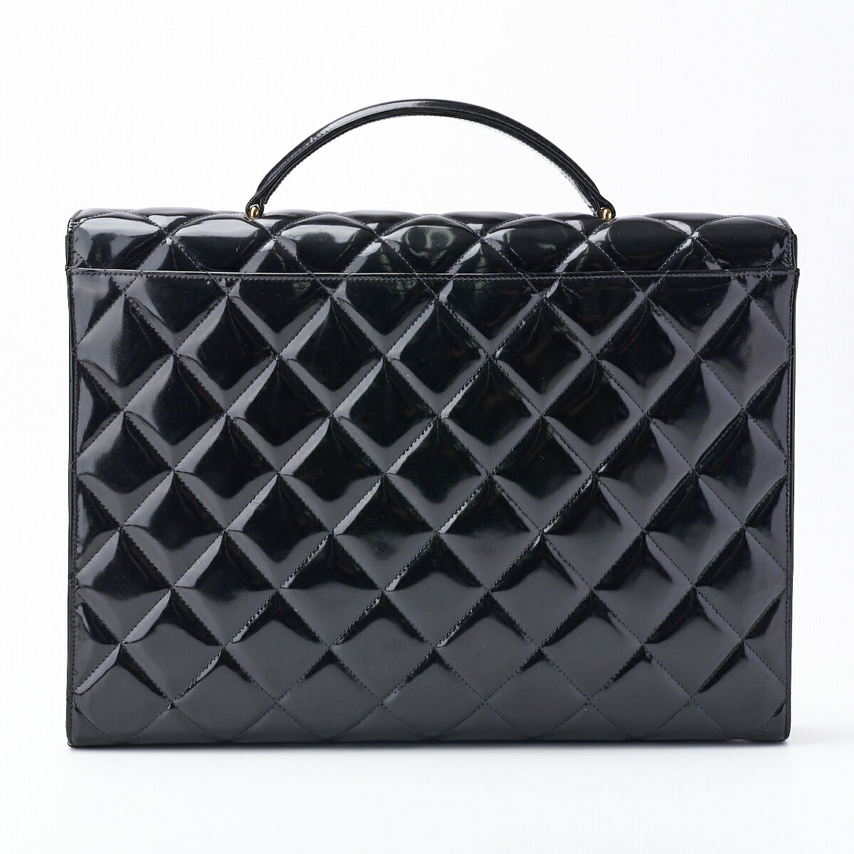 CHANEL Business Bag, Matelasse, Enamel, Black, Gold-Tone Hardware, Pre-Owned - Vintage La Charme