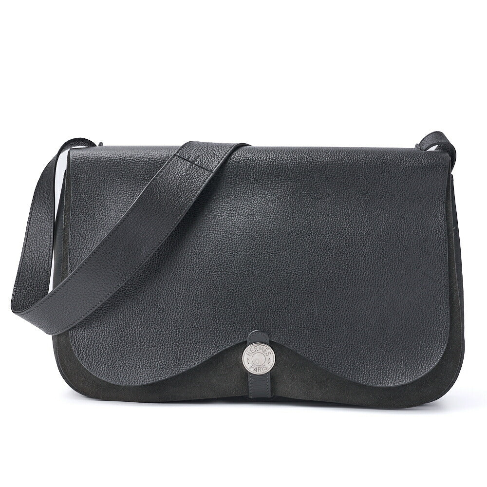 HERMES Sack Colorado GM Shoulder Bag Liège Canvas Black Silver-Tone Hardware Pre-Owned - Vintage La Charme