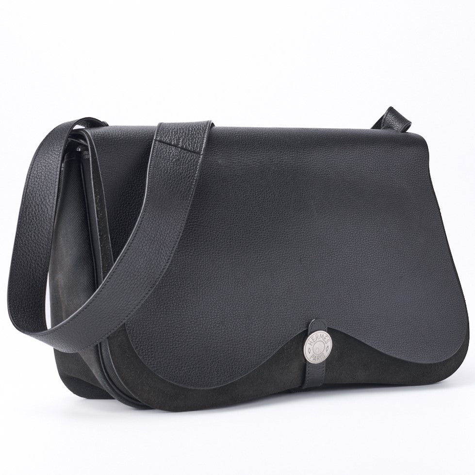 HERMES Sack Colorado GM Shoulder Bag Liège Canvas Black Silver-Tone Hardware Pre-Owned - Vintage La Charme