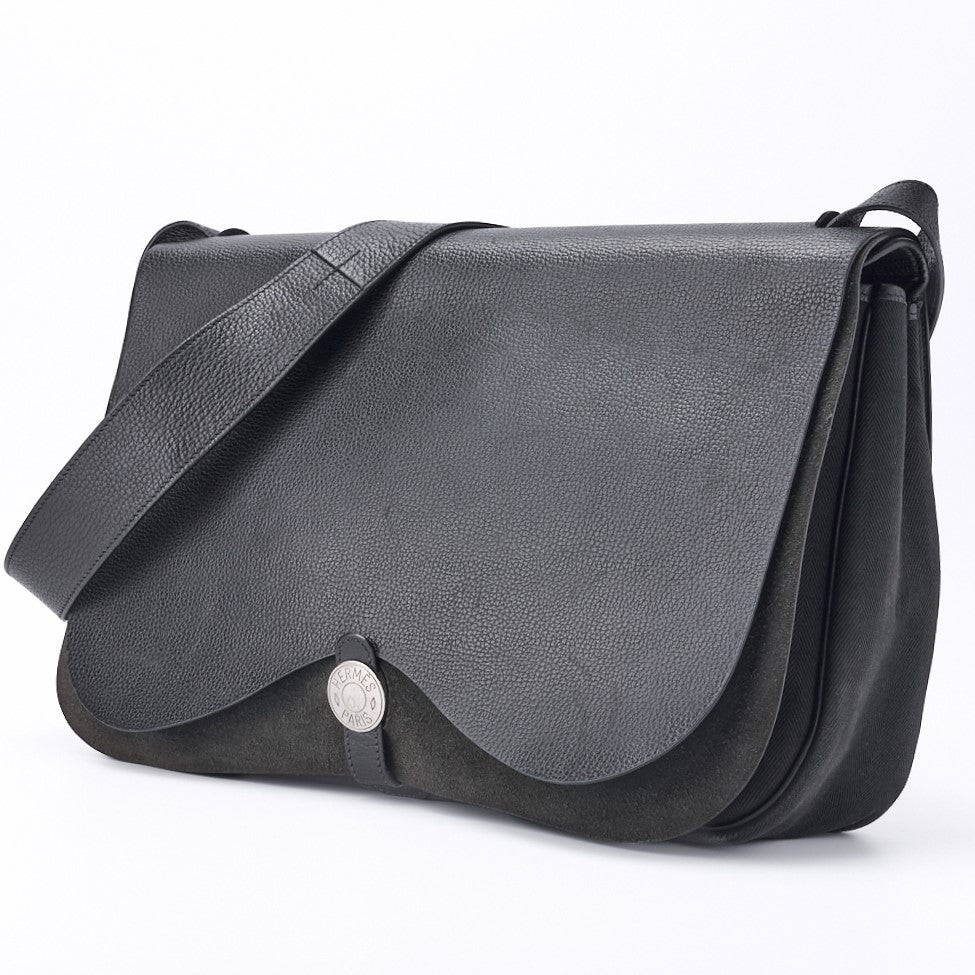 HERMES Sack Colorado GM Shoulder Bag Liège Canvas Black Silver-Tone Hardware Pre-Owned - Vintage La Charme