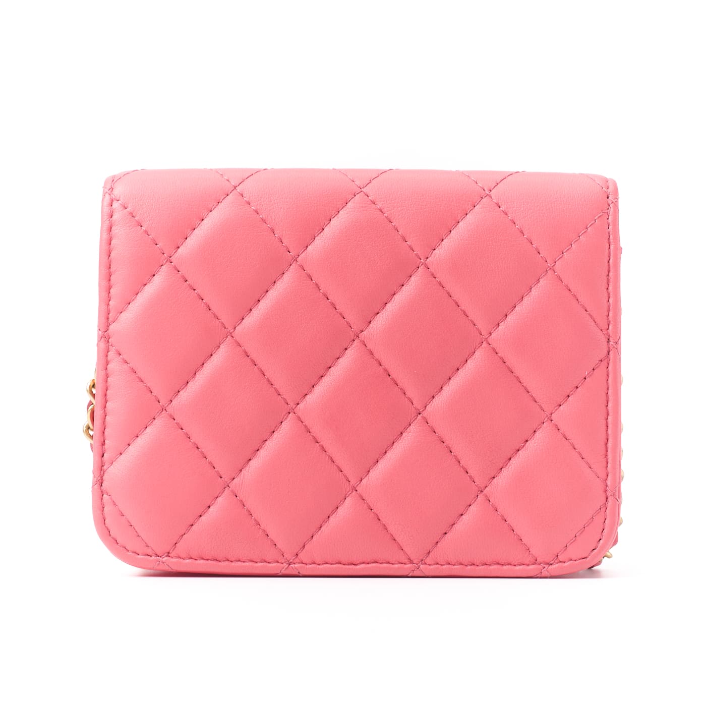 CHANEL Mini Shoulder Bag, Matelasse, Chain Shoulder, Lambskin, Pink, Gold-Tone Hardware, Pre-Owned - Vintage La Charme