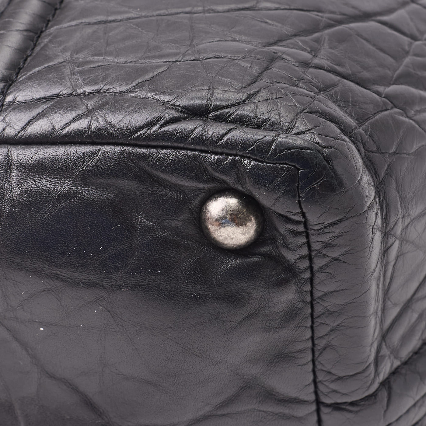 CHANEL Tote Bag Matelasse Coco Mark Double Chain Vintage Calf Black Silver-Tone Hardware Pre-Owned - Vintage La Charme
