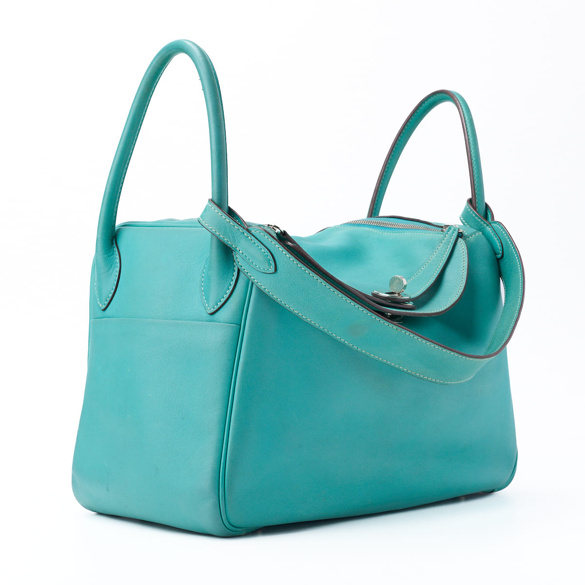 HERMES Lindy 30 2WAY Shoulder Bag Swift Leather Ragon Lagon Silver-Tone Hardware Pre-Owned - Vintage La Charme