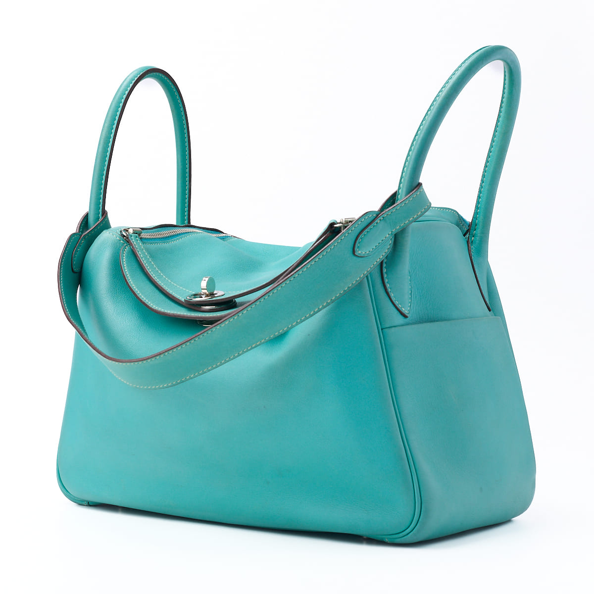 HERMES Lindy 30 2WAY Shoulder Bag Swift Leather Ragon Lagon Silver-Tone Hardware Pre-Owned - Vintage La Charme