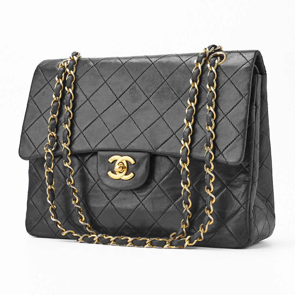 CHANEL Shoulder Bag, Matelasse Double Flap, Lambskin, Black, Gold-Tone Hardware, Pre-Owned - Vintage La Charme