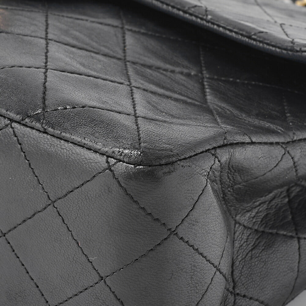 CHANEL Shoulder Bag, Matelasse Double Flap, Lambskin, Black, Gold-Tone Hardware, Pre-Owned - Vintage La Charme