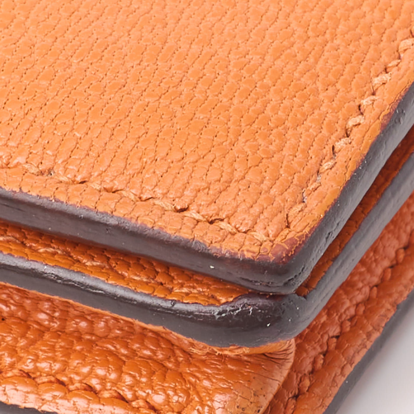 HERMES Bearn Soufflet Two-Fold Long Wallet Chevre Orange Silver-Tone Hardware Pre-Owned - Vintage La Charme