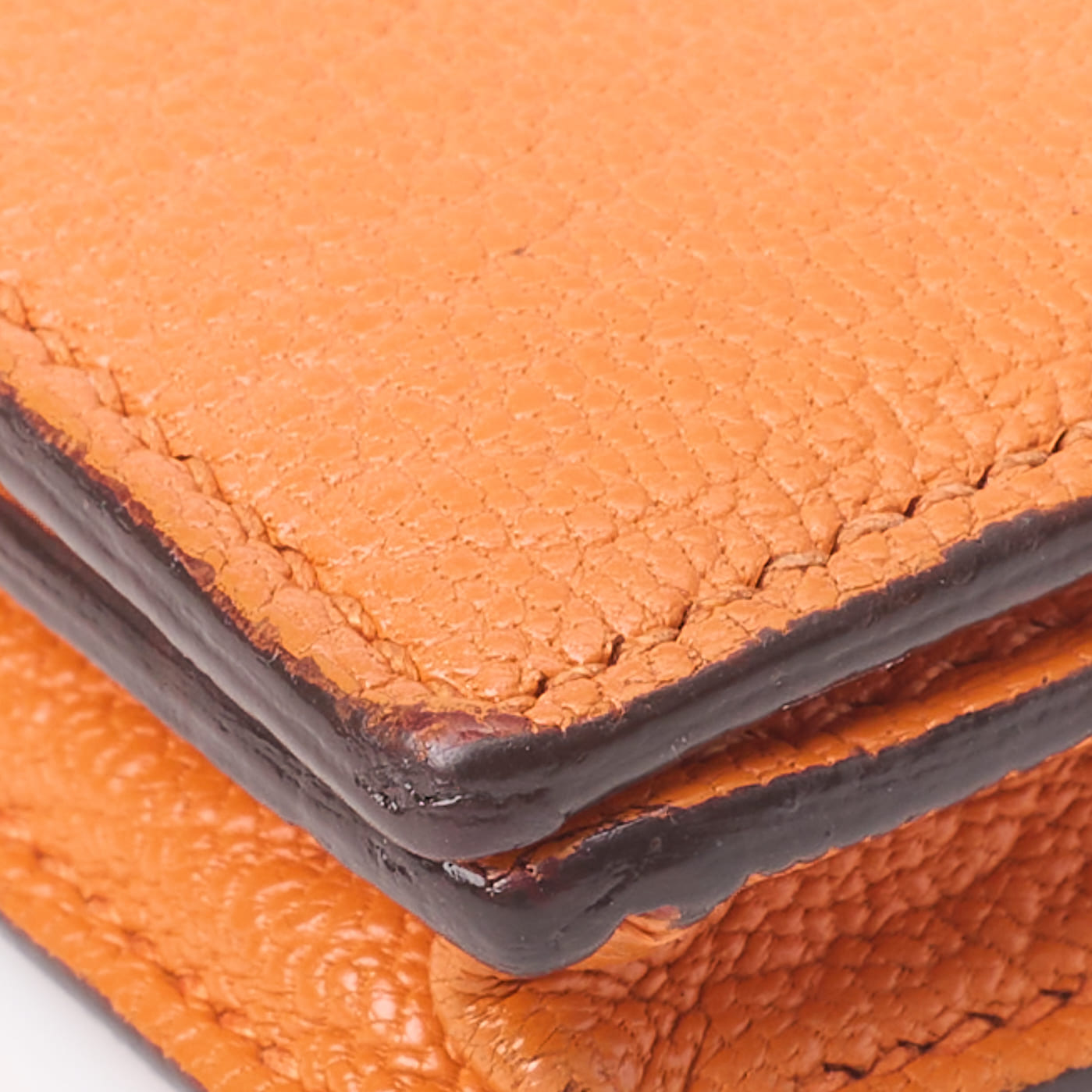 HERMES Bearn Soufflet Two-Fold Long Wallet Chevre Orange Silver-Tone Hardware Pre-Owned - Vintage La Charme