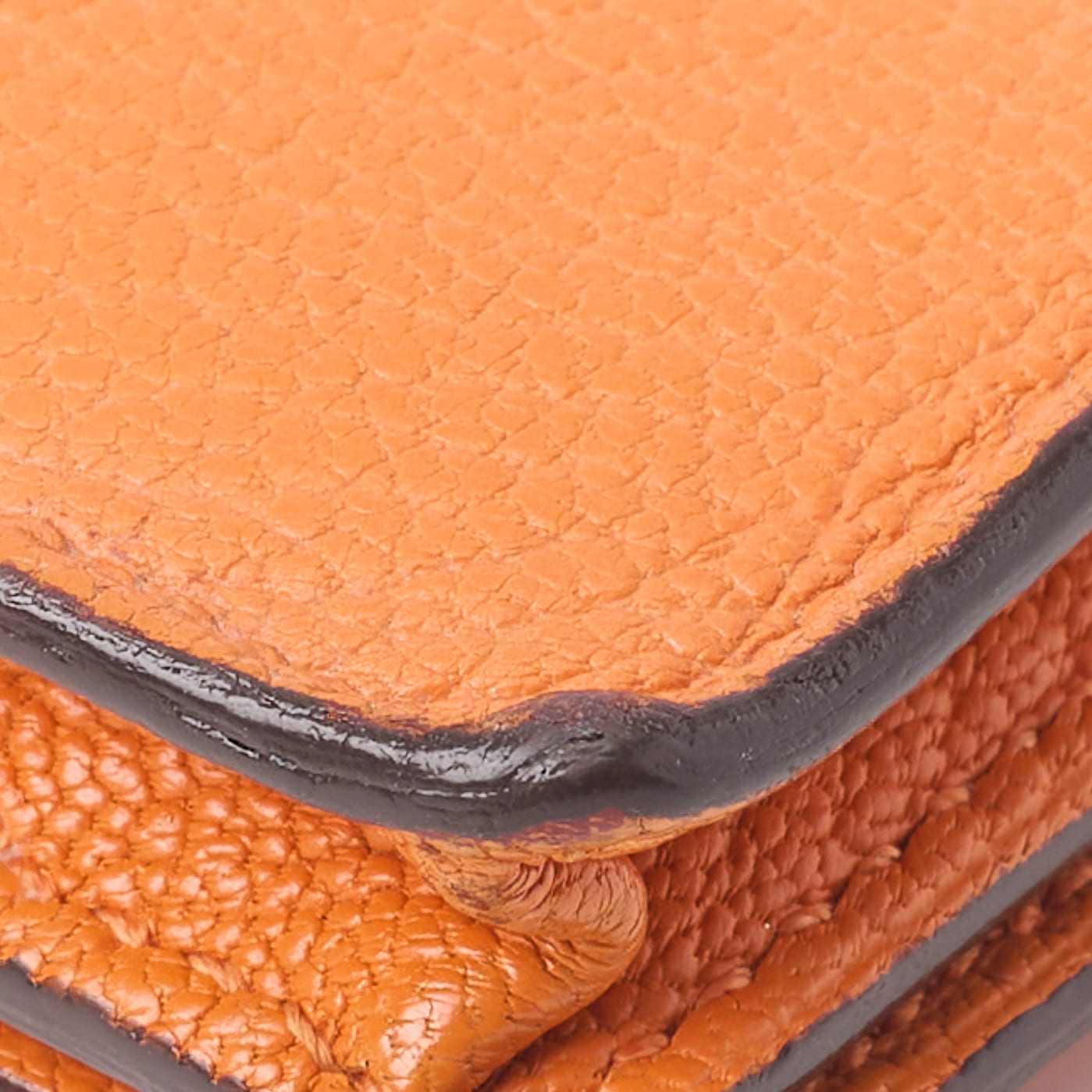 HERMES Bearn Soufflet Two-Fold Long Wallet Chevre Orange Silver-Tone Hardware Pre-Owned - Vintage La Charme