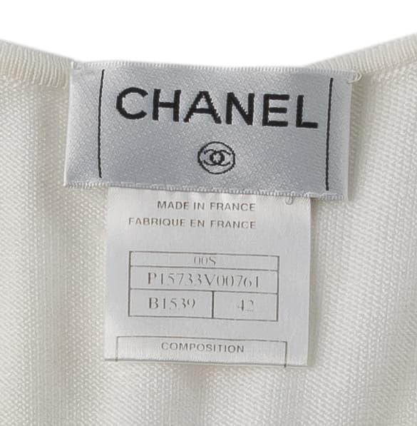 CHANEL Sleeveless T-Shirt, Cut-and-Sew, 100 Percent Cotton, White, Silver-Tone Hardware, Pre-Owned - Vintage La Charme