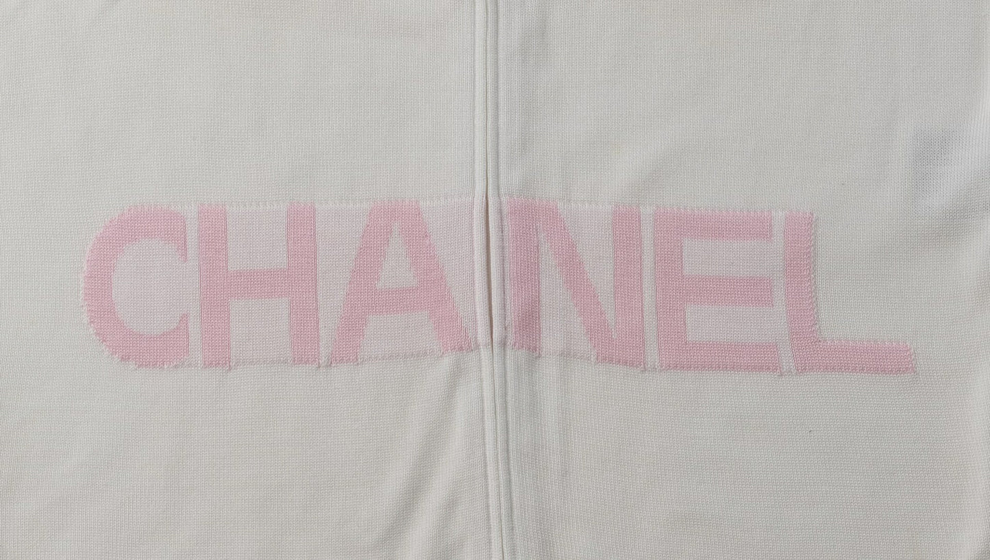 CHANEL Sleeveless T-Shirt, Cut-and-Sew, 100 Percent Cotton, White, Silver-Tone Hardware, Pre-Owned - Vintage La Charme
