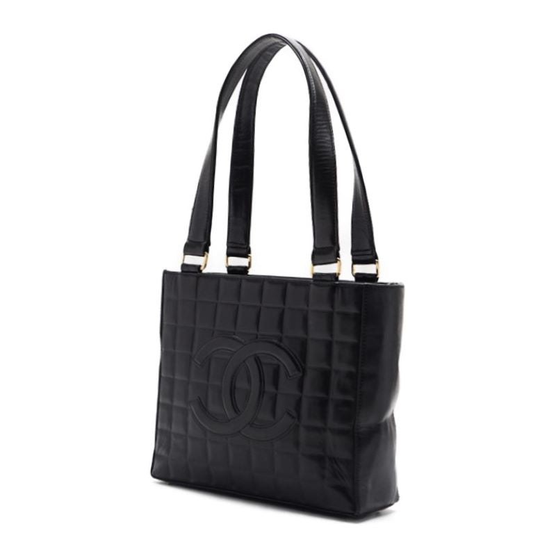 CHANEL Tote Bag, Coco Mark Chocolate Bar, Enamel, Black, Gold-Tone Hardware, Pre-Owned - Vintage La Charme