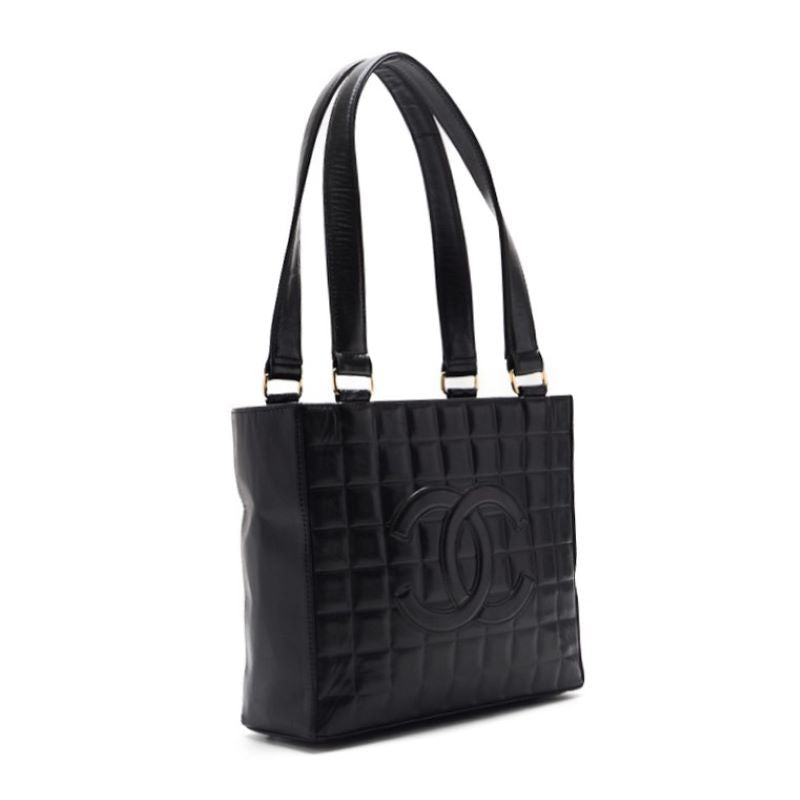 CHANEL Tote Bag, Coco Mark Chocolate Bar, Enamel, Black, Gold-Tone Hardware, Pre-Owned - Vintage La Charme