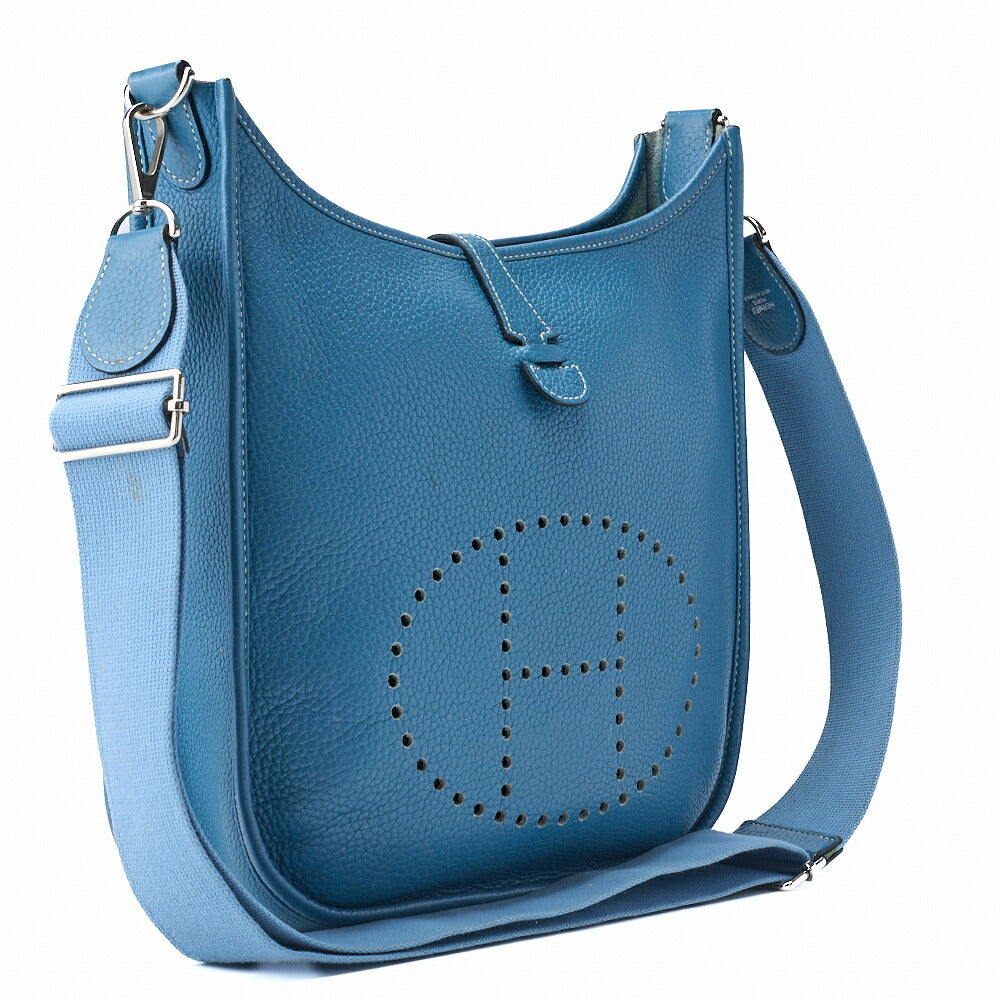 HERMES Shoulder Bag Evelyn PM 2 de Tryon Clemence Blue Jean Silver-Tone Hardware Pre-Owned - Vintage La Charme