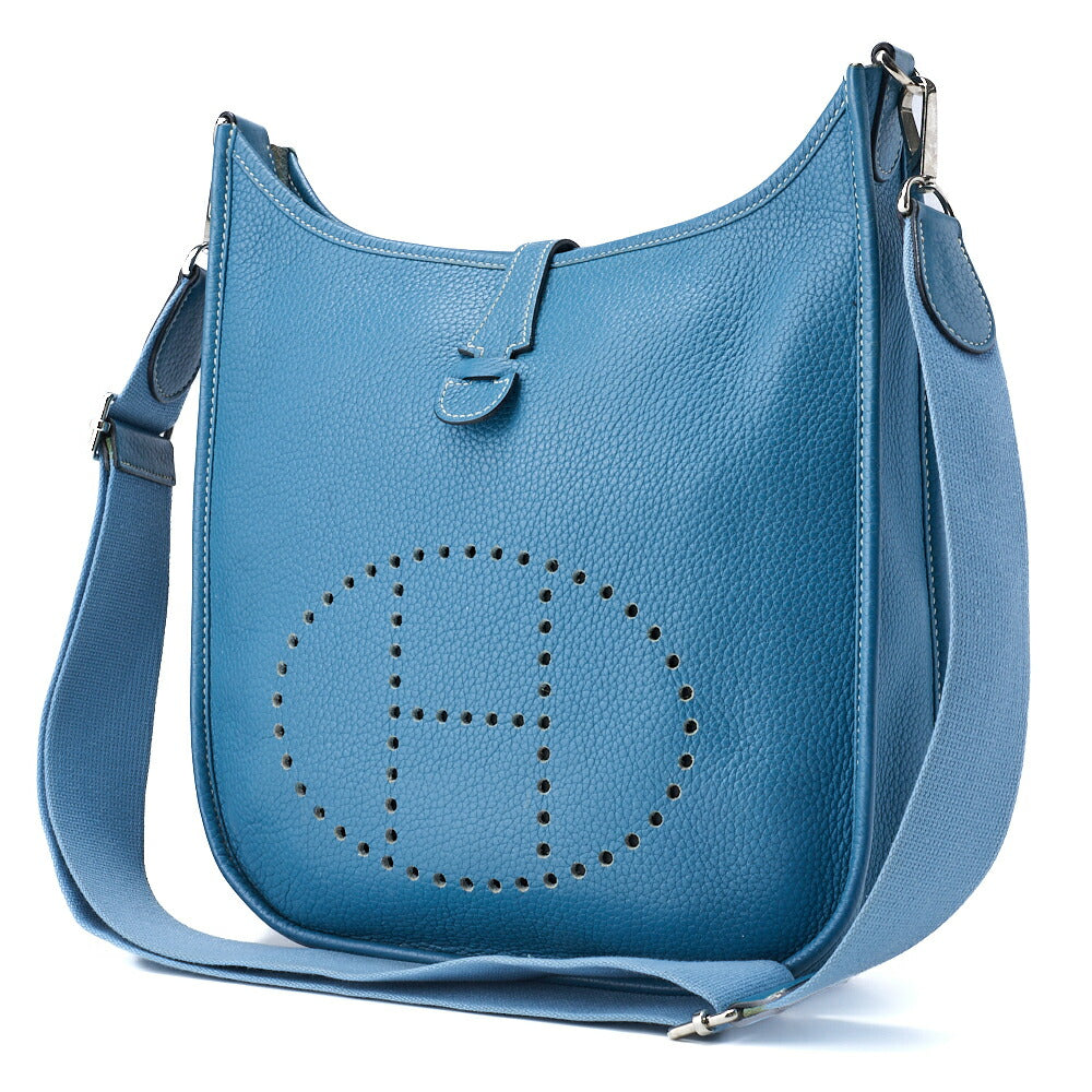 HERMES Shoulder Bag Evelyn PM 2 de Tryon Clemence Blue Jean Silver-Tone Hardware Pre-Owned - Vintage La Charme