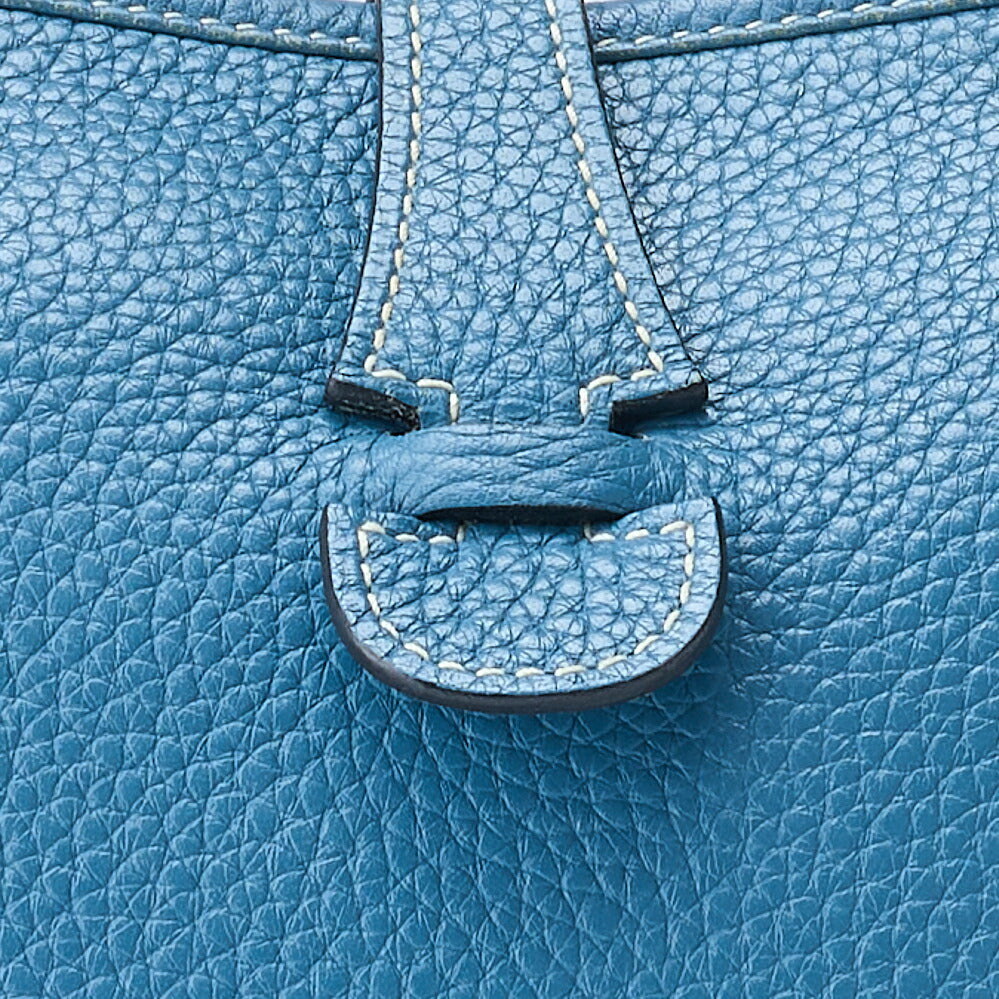 HERMES Shoulder Bag Evelyn PM 2 de Tryon Clemence Blue Jean Silver-Tone Hardware Pre-Owned - Vintage La Charme