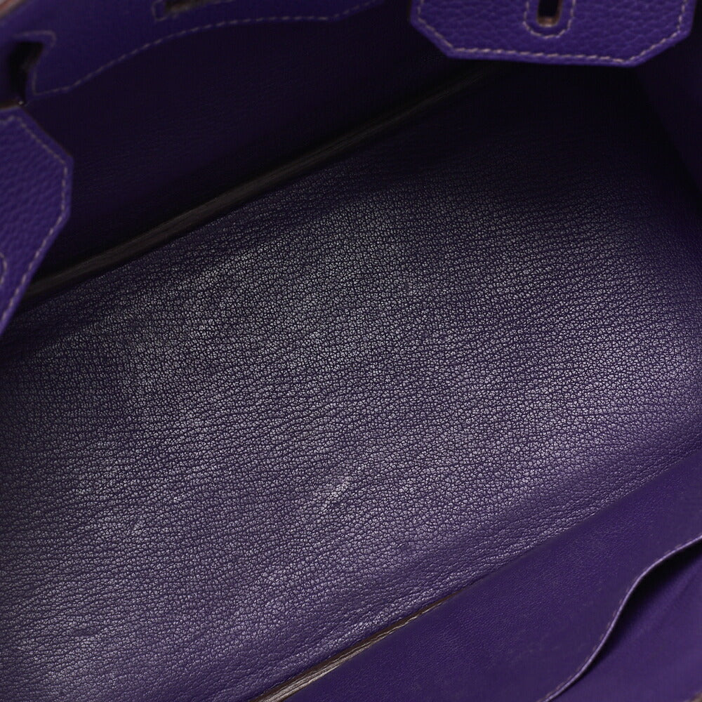 HERMES Birkin 30 Tote Bag Tryon Clemence Ultraviolet Silver-Tone Hardware Pre-Owned - Vintage La Charme
