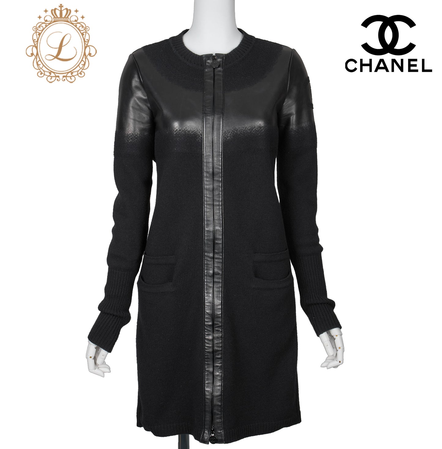 CHANEL Outerwear Jacket, Coco Mark, Leather, Black, Silver-Tone Hardware, Pre-Owned - Vintage La Charme