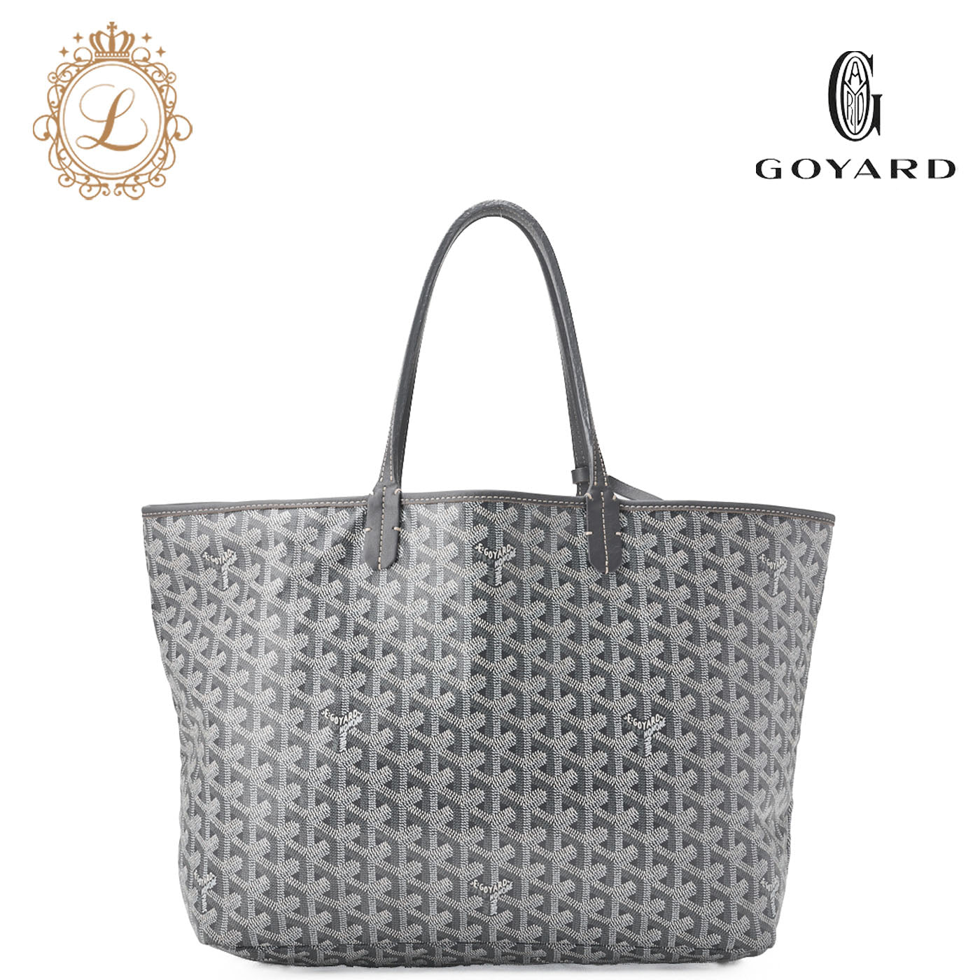 Goyard Saint Louis PM Tote Bag Coated Canvas Gray Silver-Tone Hardware Pre-Owned - Vintage La Charme