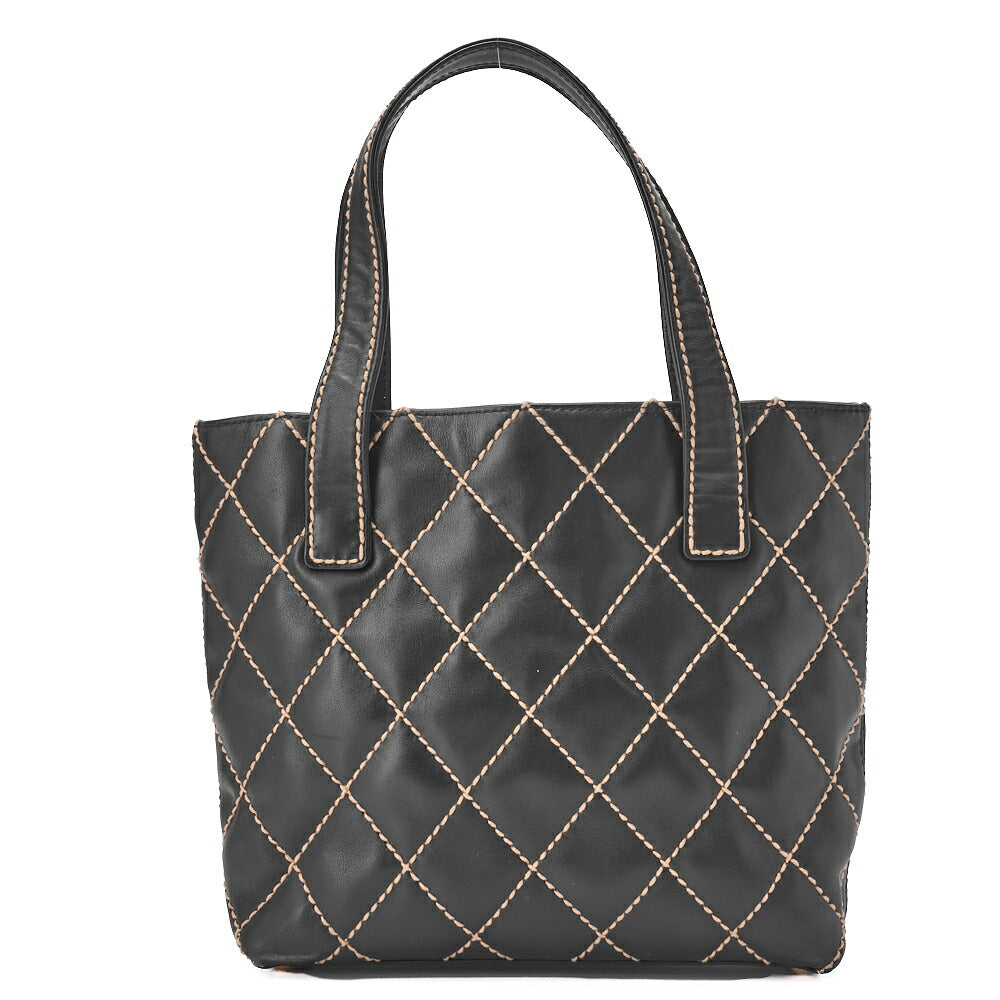 CHANEL Tote Bag Coco Mark Wild Stitch Calfskin Black Gold-Tone Hardware Pre-Owned - Vintage La Charme