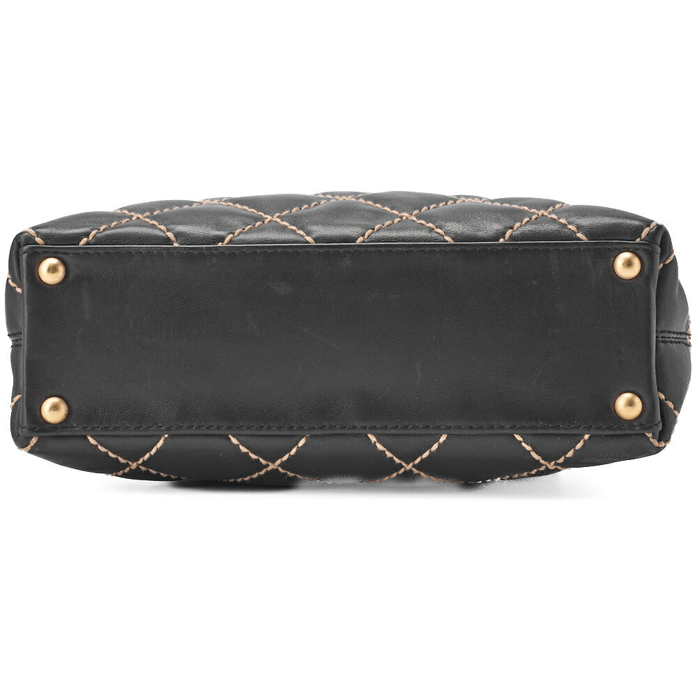 CHANEL Tote Bag Coco Mark Wild Stitch Calfskin Black Gold-Tone Hardware Pre-Owned - Vintage La Charme